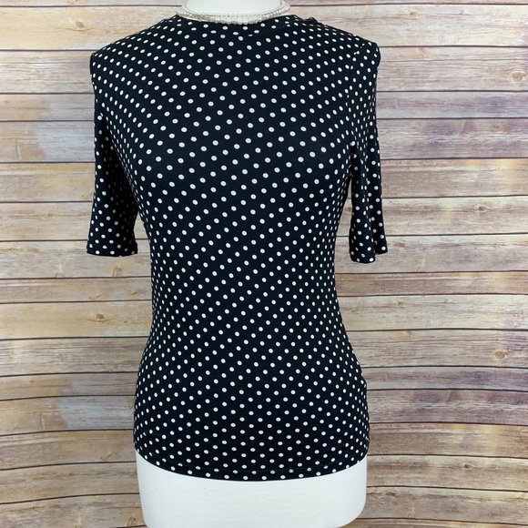 H&M Tops - H&M Sz S Black/White Polka Dot Short Sleeve Tee